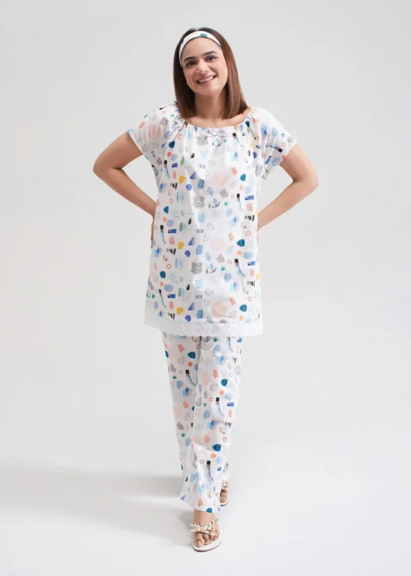 Square Neck Pajama with elastic at neck