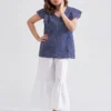 Frilled Sleeve Blouse with gathered pants