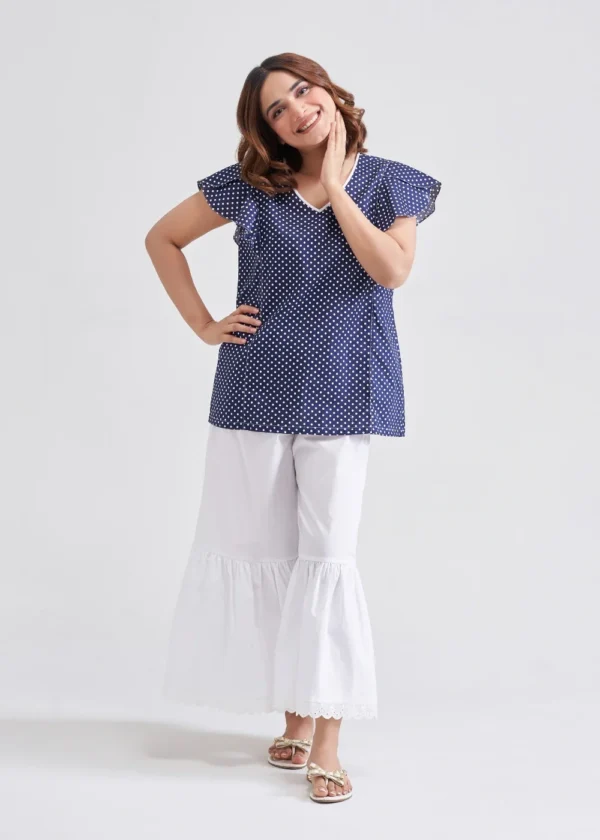 Frilled Sleeve Blouse with gathered pants