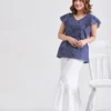 Frilled Sleeve Blouse with gathered pants