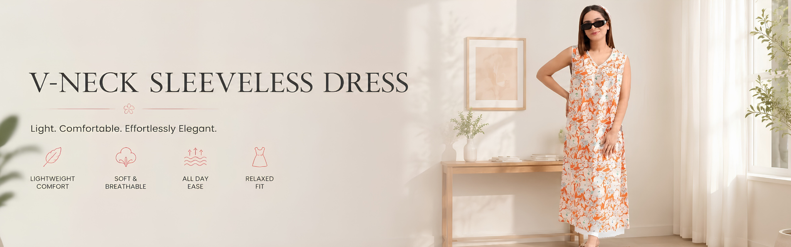 V-Neck Sleeveless Dress